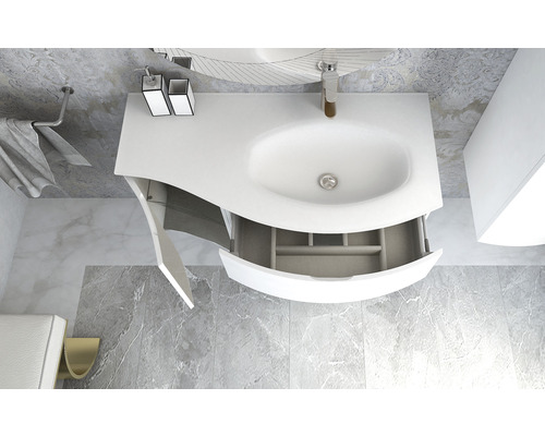 Vage 69 cm witte glanzende wastafelmeubel
