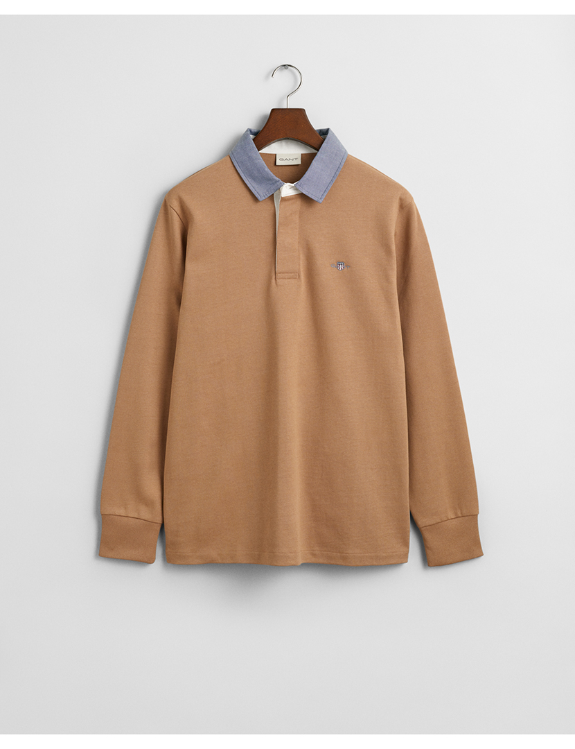 Heavy Khaki Green Chambray Polo