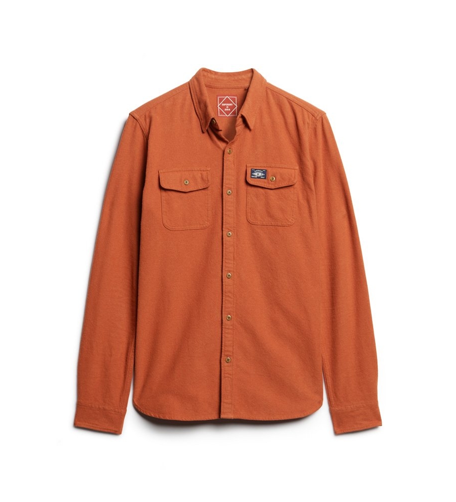 Camisa de flanela de algodão orgânico Superdry Trailsman, laranja