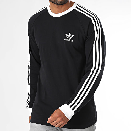 Tee Shirt Manches Longues 3 Stripes IA4877 Noir