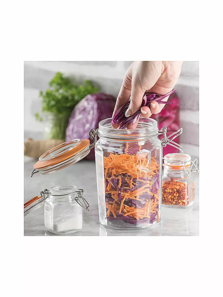 KILNER Drahtbügelglas Kilner facettiert 950ml transparent