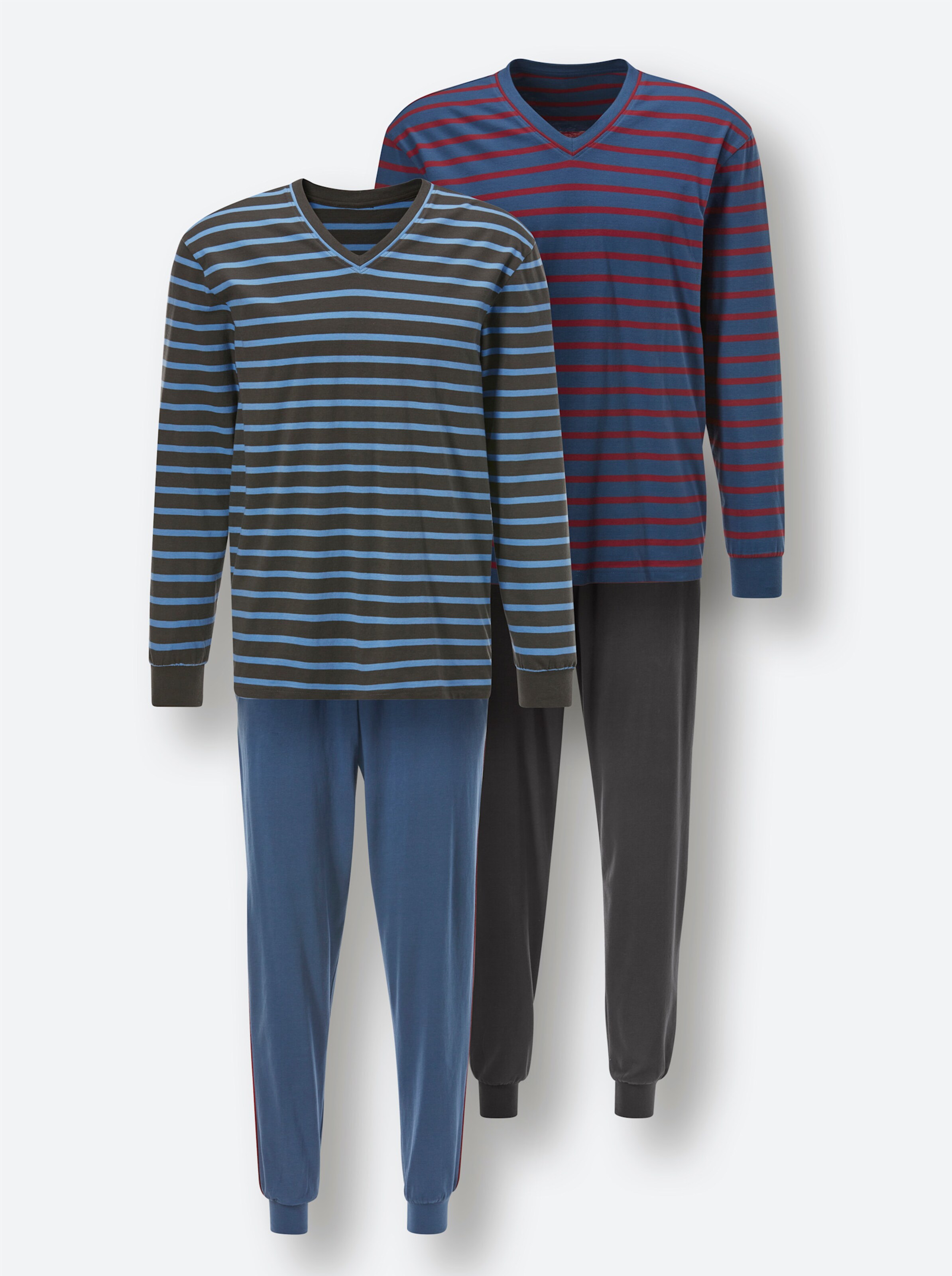 wäschepur men Schlafanzüge in graphit + jeansblau