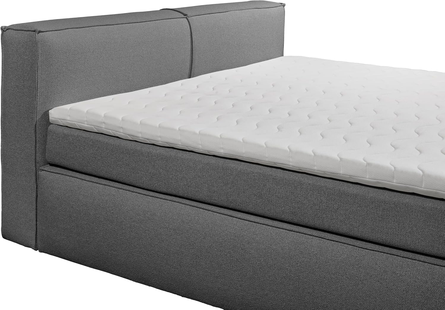 Boxspringbett Sandon 180x200 in Dunkelgrau – Duo-Wendematratze H3/H4 mit 7-Zonen-Tonnentaschenfederkern, 6 cm Topper & komfortabler Liegehöhe 70 cm