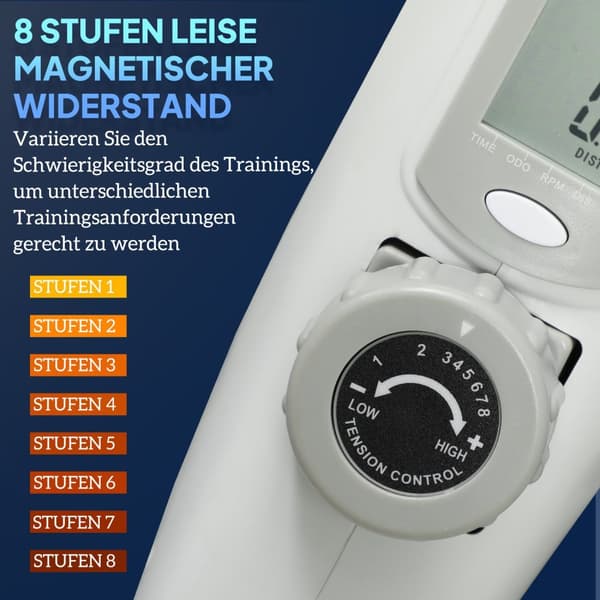 Pedaltrener minitreningssykkel for seniorer med 8 justerbare magnetiske motstander og LCD-skjermer treningssykkel for arm- og bentrener for hjemmetren