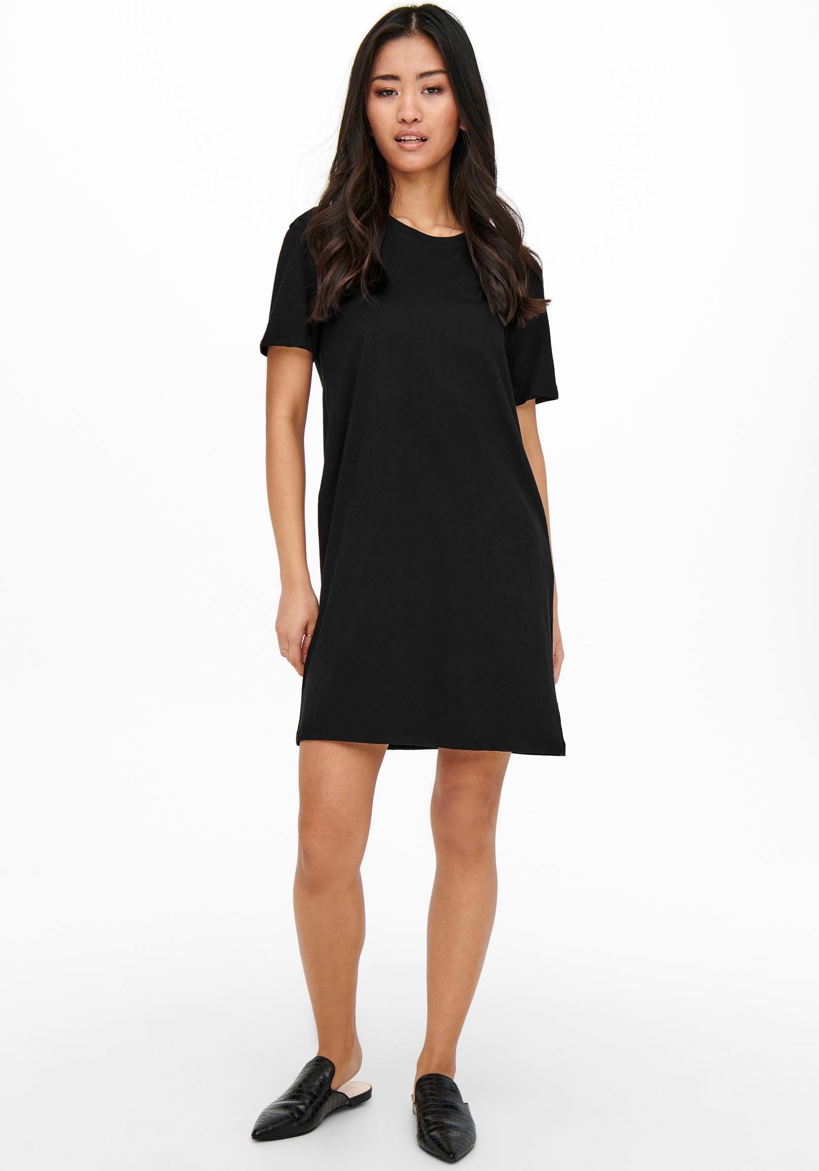 ONLY Shirtkleid »ONLMAY – Shirtkleid mit elastischem Material für Alltag« regular fit, casual, Jersey, Baumwolle, Rundhals