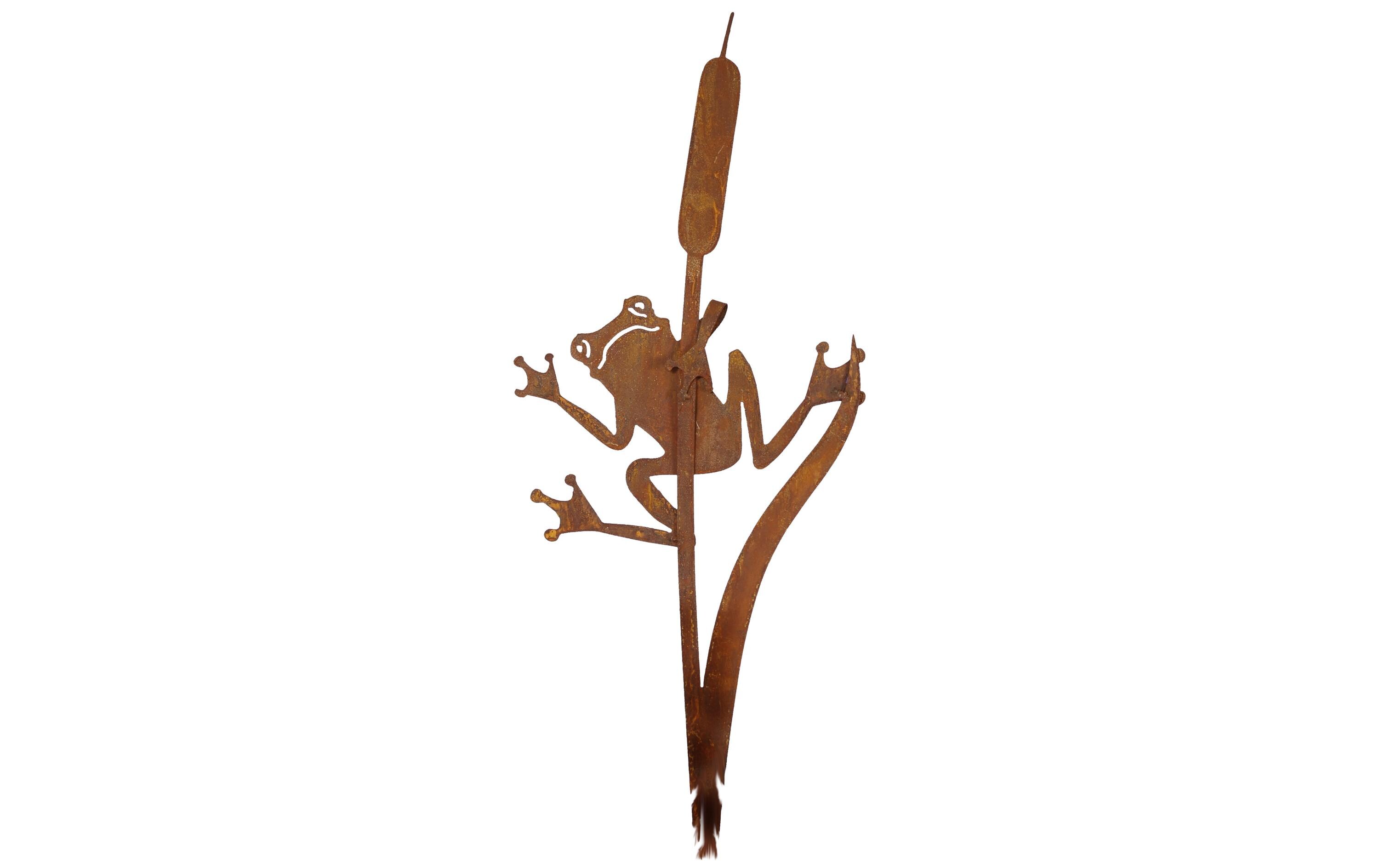 Gartenstecker Frosch an Schilfkolben, 90 cmGartendeko zum Stecken