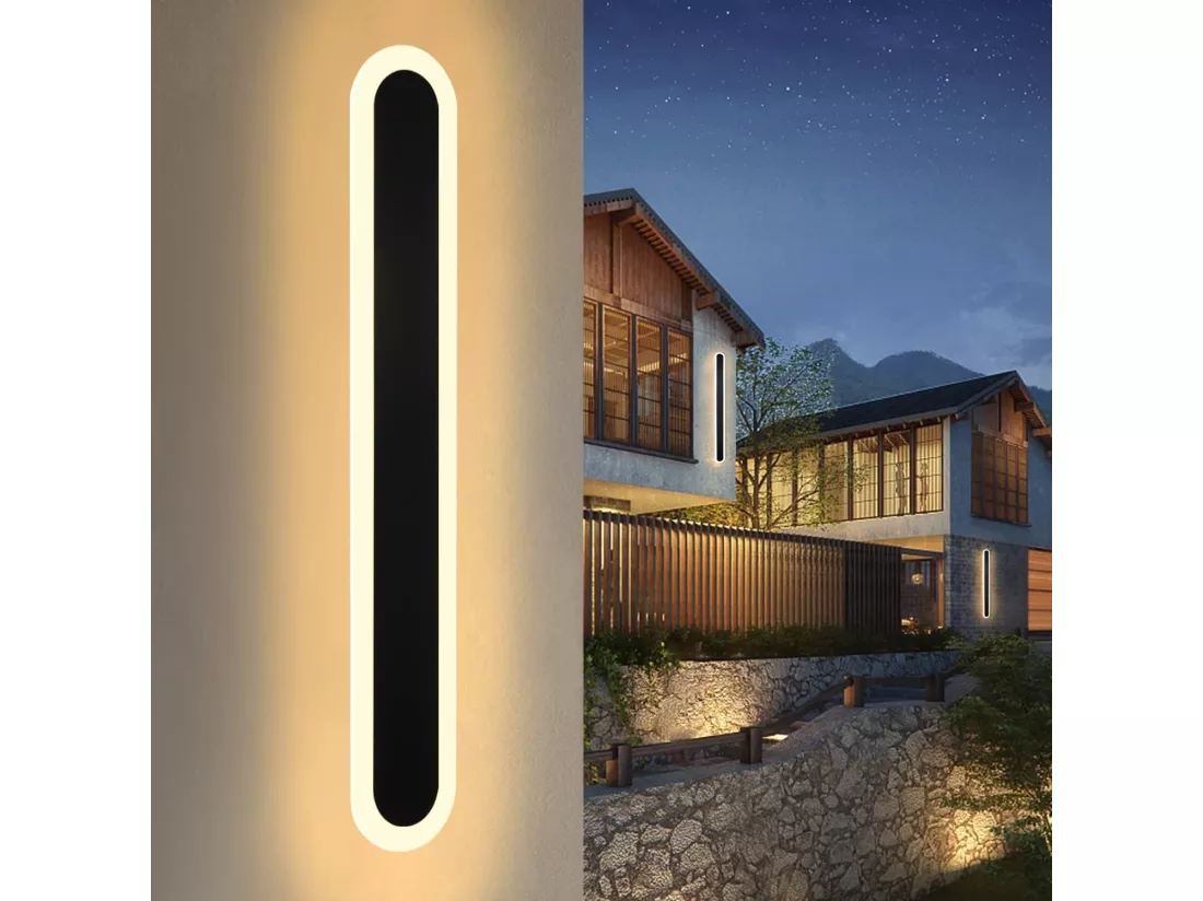 NETTLIFE applique murale LED applique extérieure 100 cm noir Villa lampe extérieure IP65 étanche longue moderne 21 W