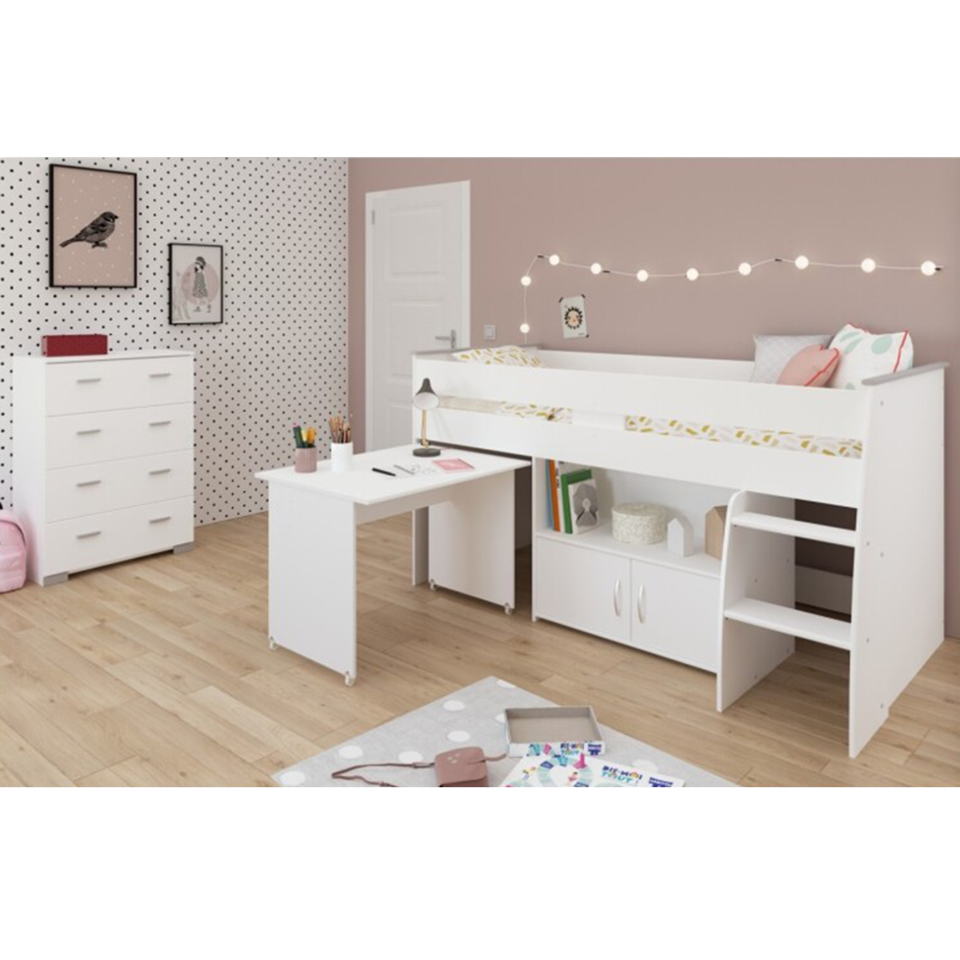 3-teiliges Kinderzimmer-Set REVERSE 12 - weiß - integrierte Kommode