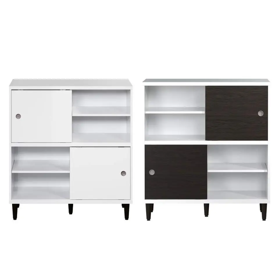 Hioshop Evolution wandkast 2 deuren- 4 planken wit- zwart