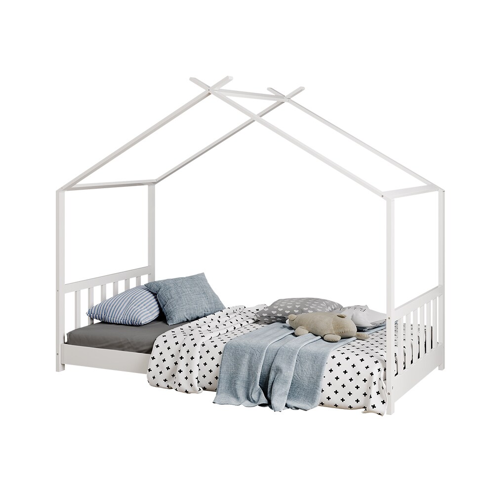 Vitalispa Kinderbett Bettenhaus Einzelbett FrederickeWeiß 160 x 80 cm modern Kinderzimmer Bett Lattenrost Rausfallschutz