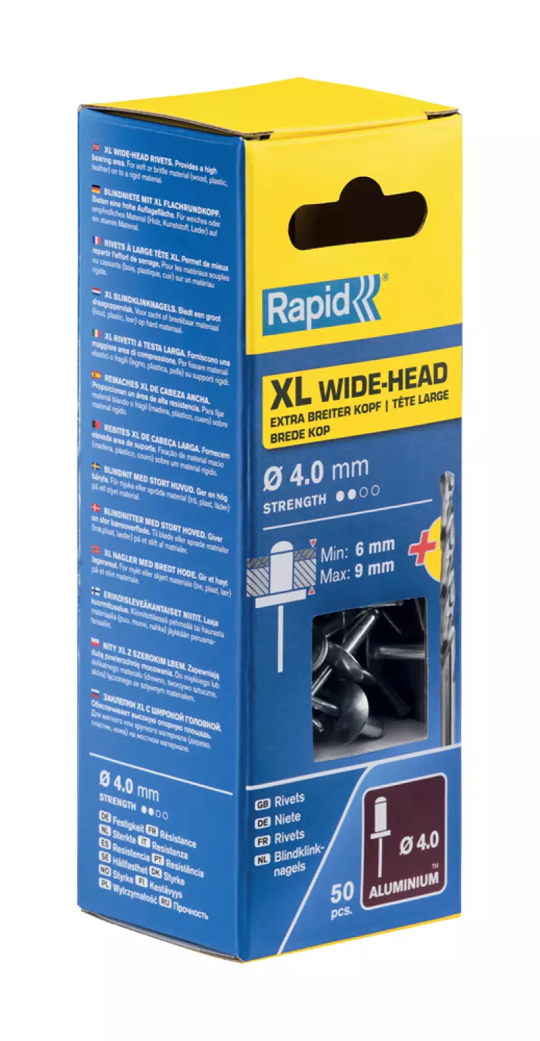 Rapid 5000661 Blindklinknagels incl. boor - XL - Aluminum- 4x12mm (50st)