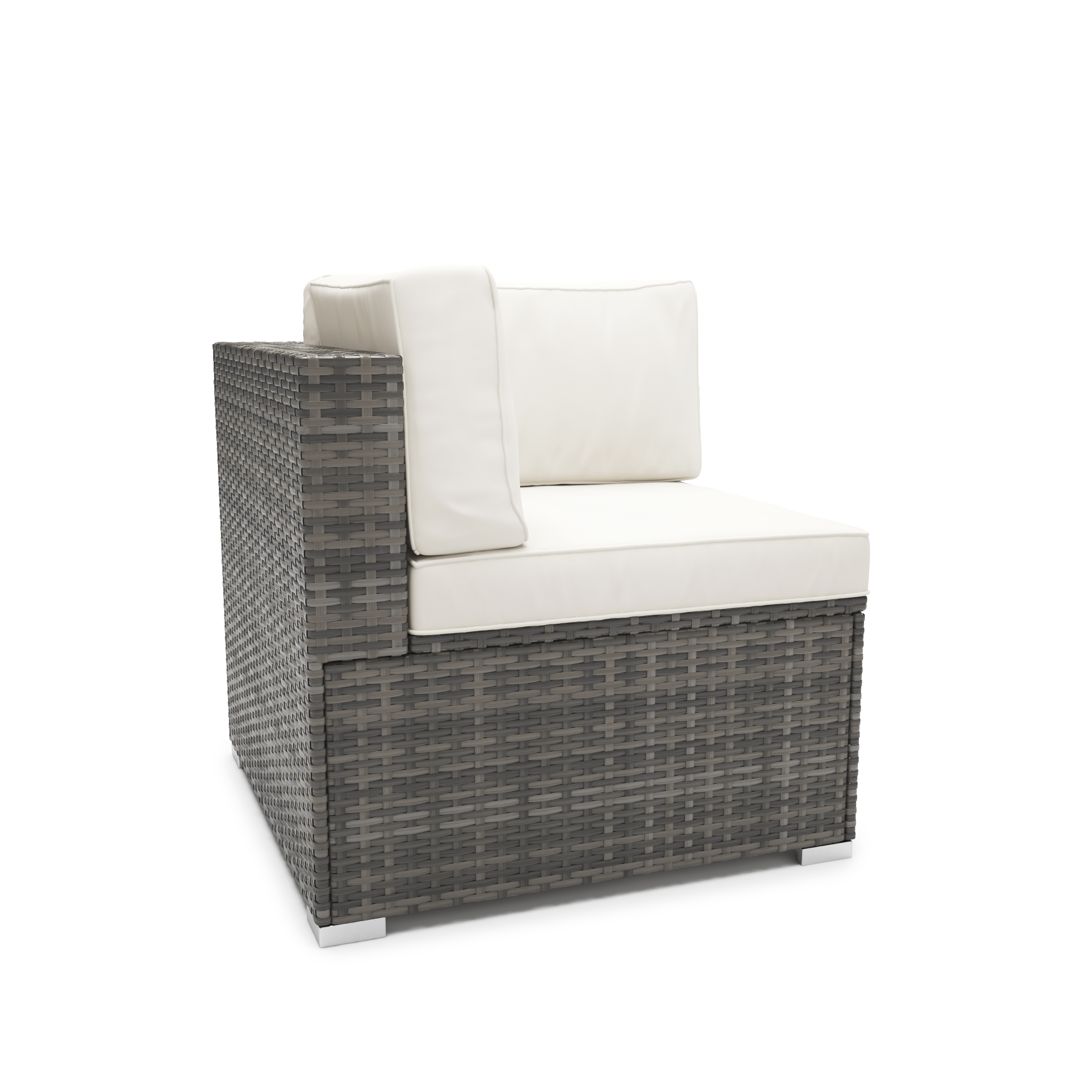 Eckteil Rattanlounge KRETA grau/weiss