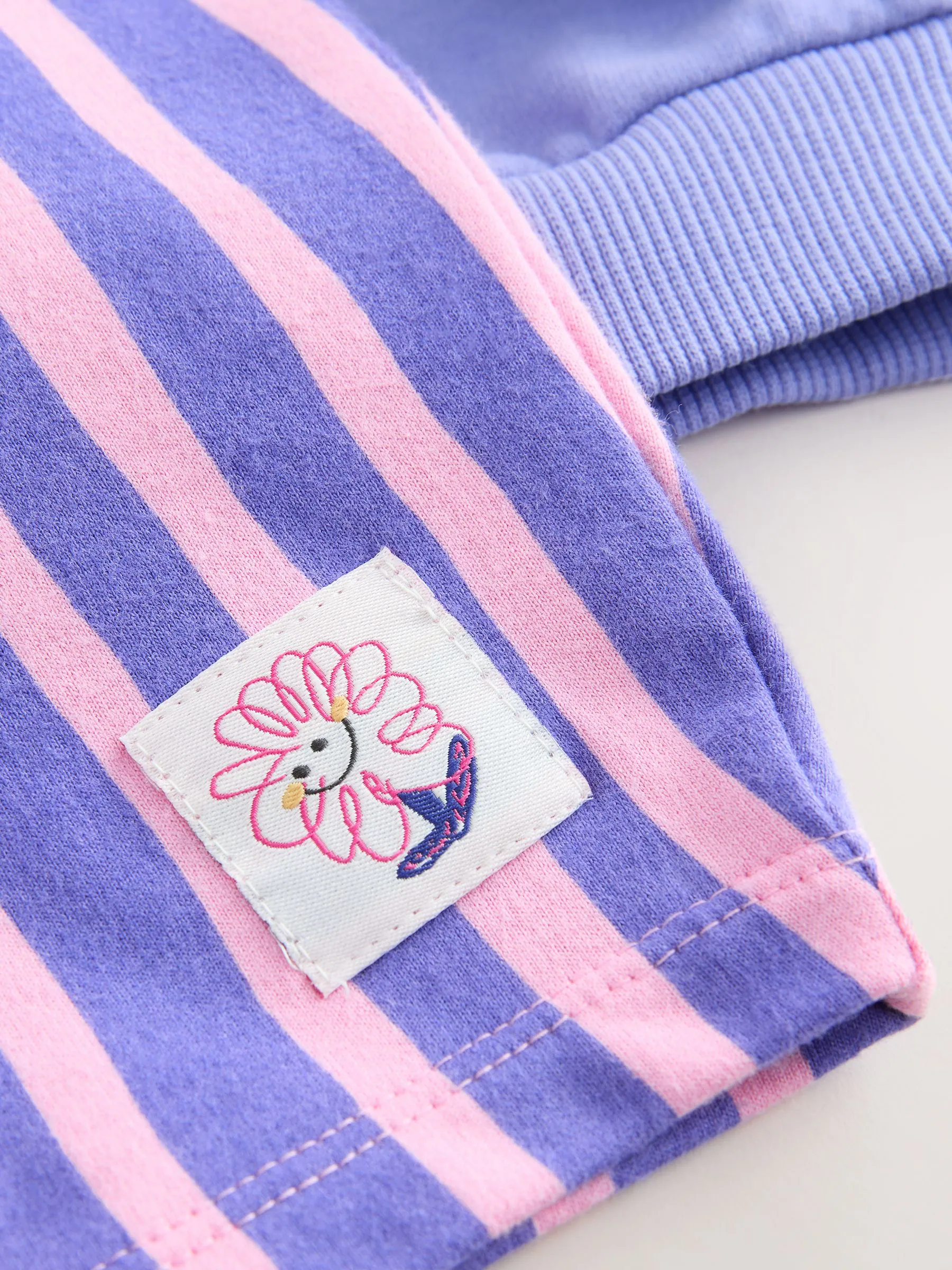 Purple Stripe Flower - Set met hoodie en joggingbroek met rechte wijde pijpen (3mnd -7jr)