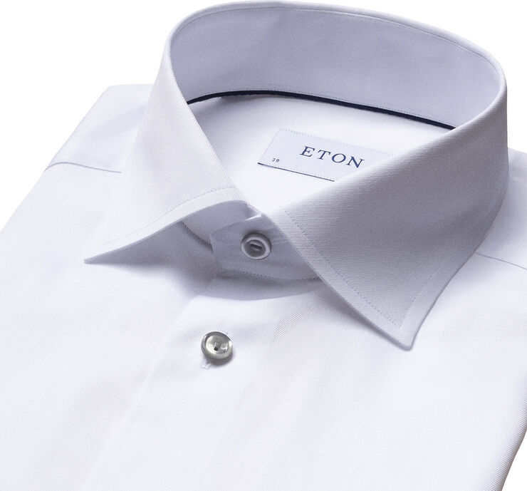 ETON White Twill Shirt Grey Details - Contemporary Fit Hvid
