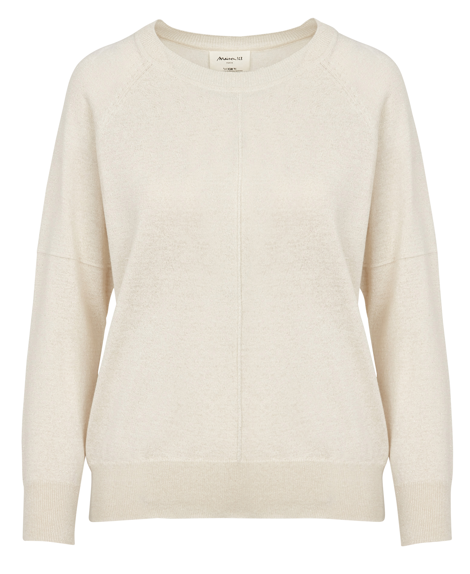 ARY - Top droit col rond avec fils métallisés | Beige