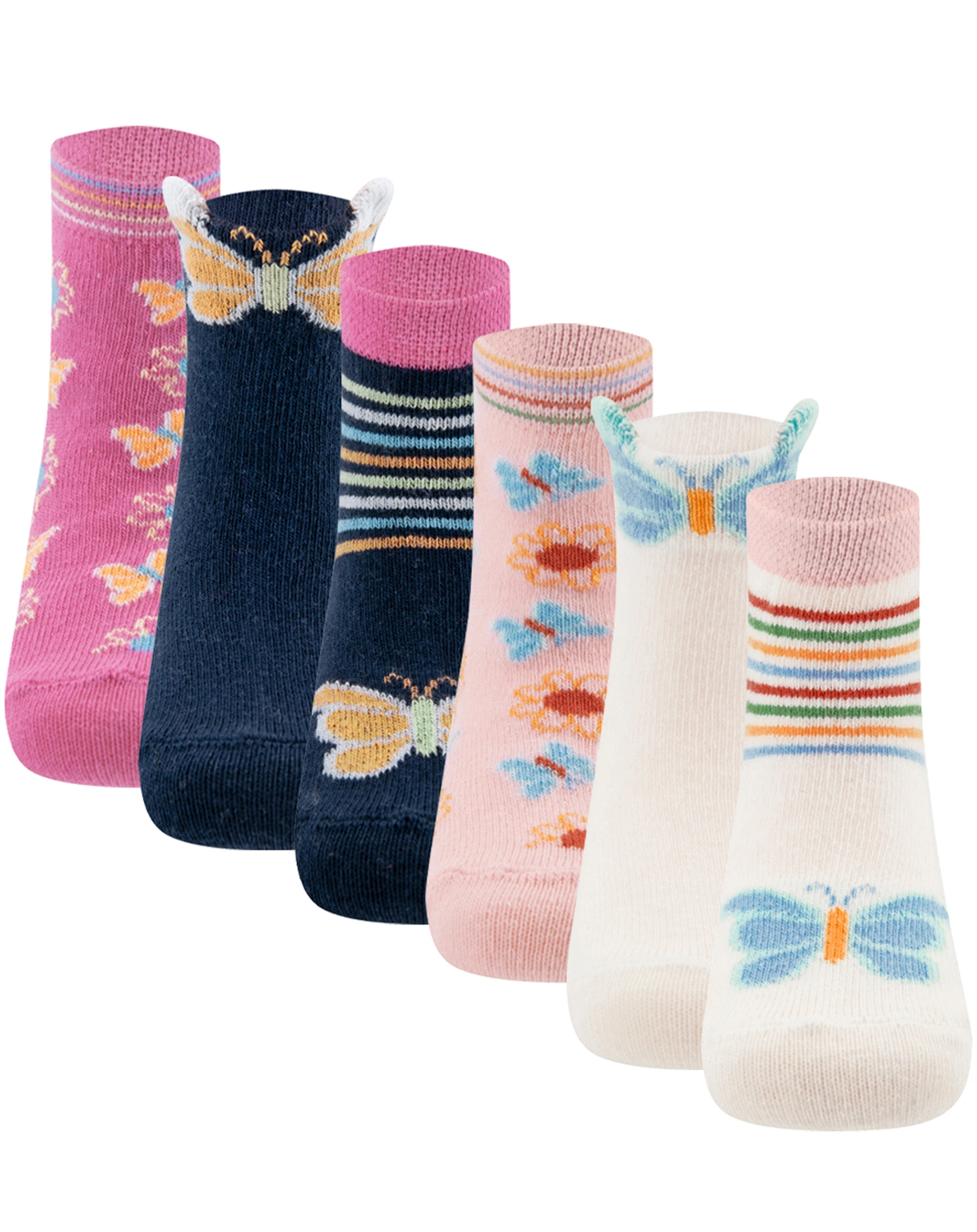 Socken SCHMETTERLINGE 6er Pack in rose/navy/latte