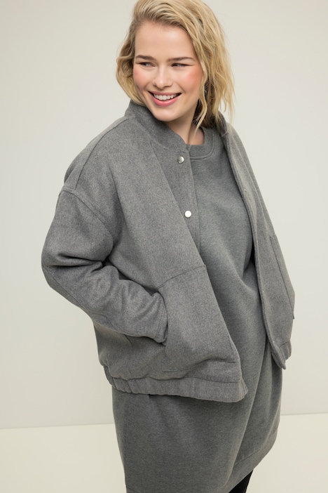 Blouson, oversized, Wolloptik, Collegekragen, elastischer Saum
