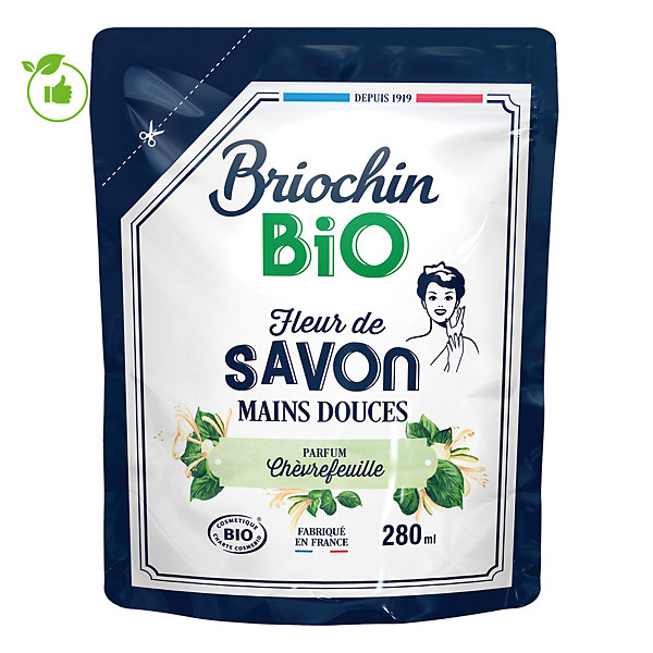 Savon mains liquide Briochin Bio chèvrefeuille, recharge 280 ml