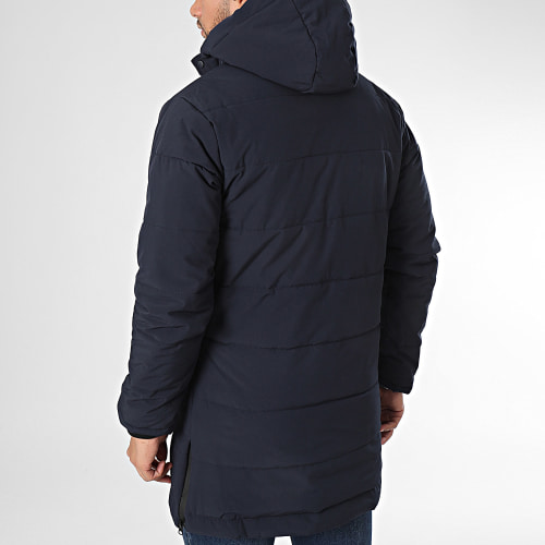 Doudoune Longue Capuche Bleu Marine