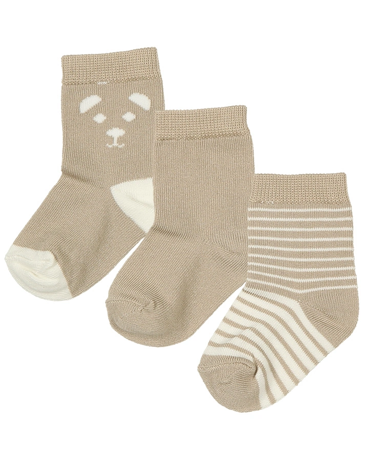 Socken JACKY BÄRCHEN 3er-Pack in beige