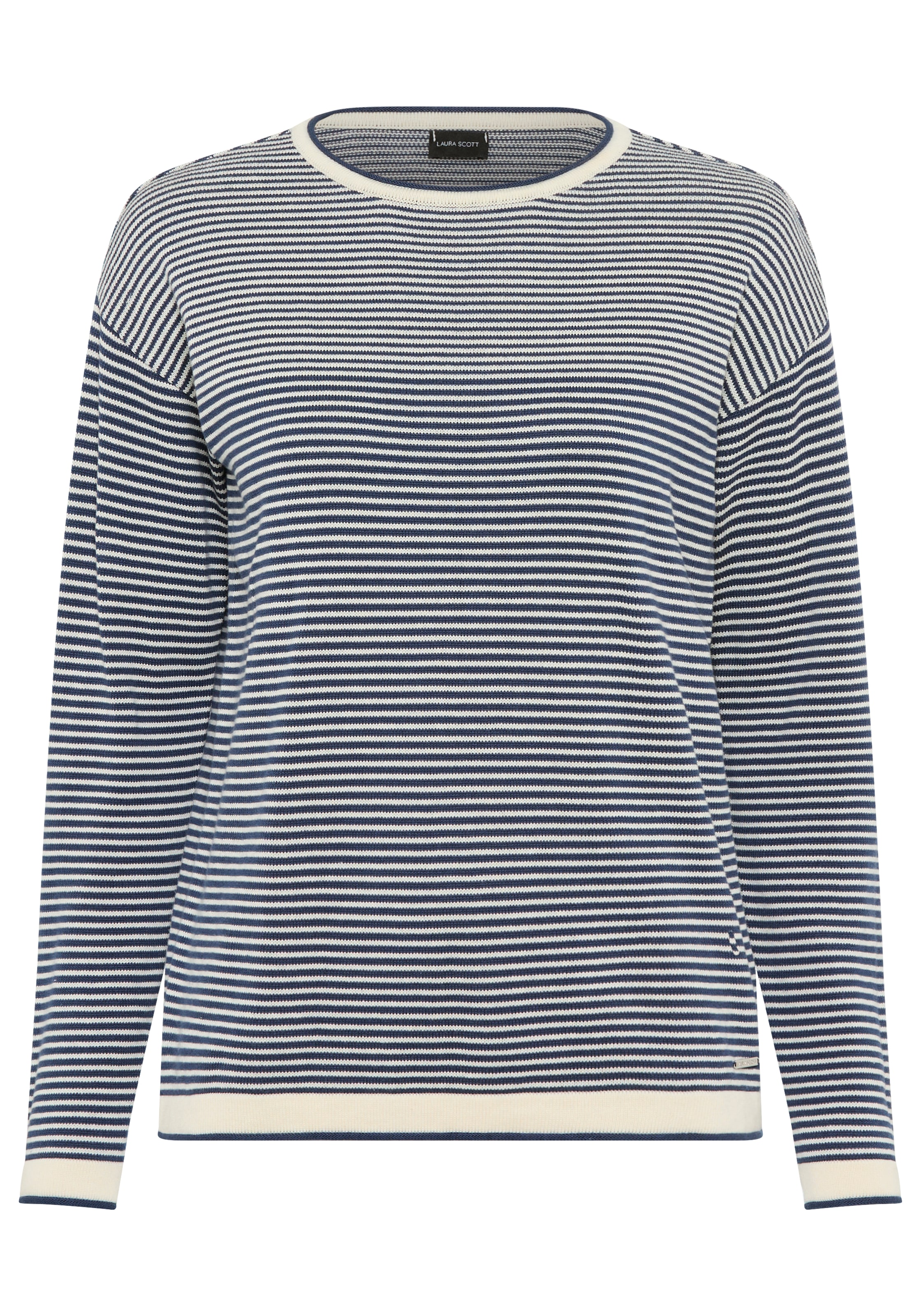 Laura Scott Rundhalspullover , Feinstrickpullover aus Strukturstrick mit Streifen
