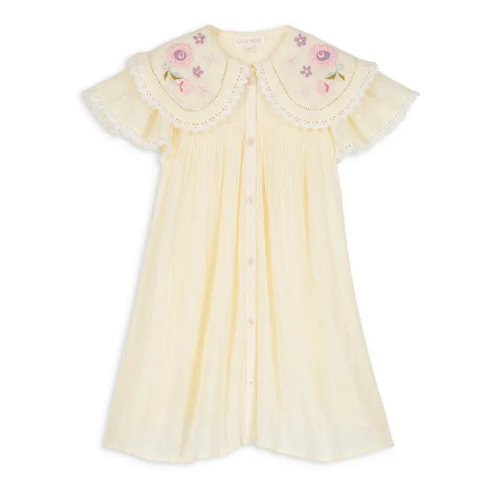 Louise Misha Robe Nalina Col Brodé | Jaune pâle