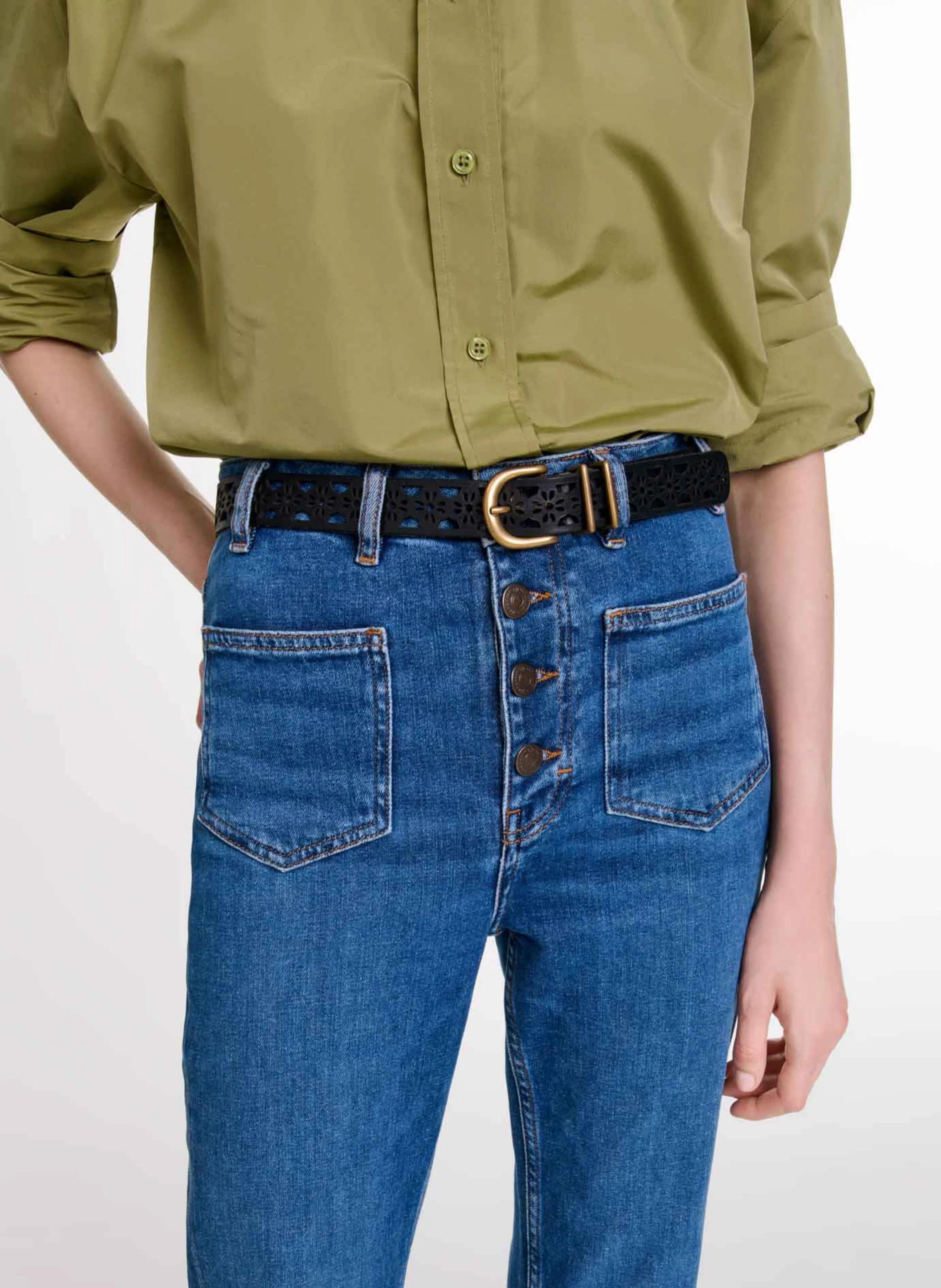 Ceinture en cuir ajourée| Noir