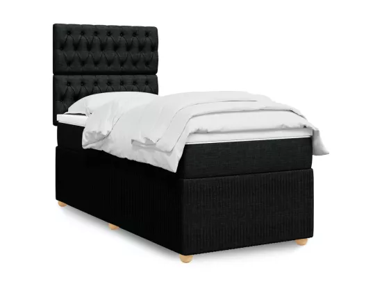 Sommier à lattes de lit avec matelas Noir 90x190 cm Tissu