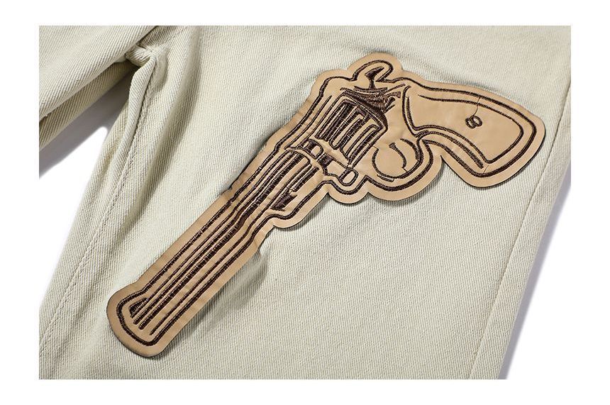 CHIC ERRO - High Rise Gun Geborduurde Wijde Broek