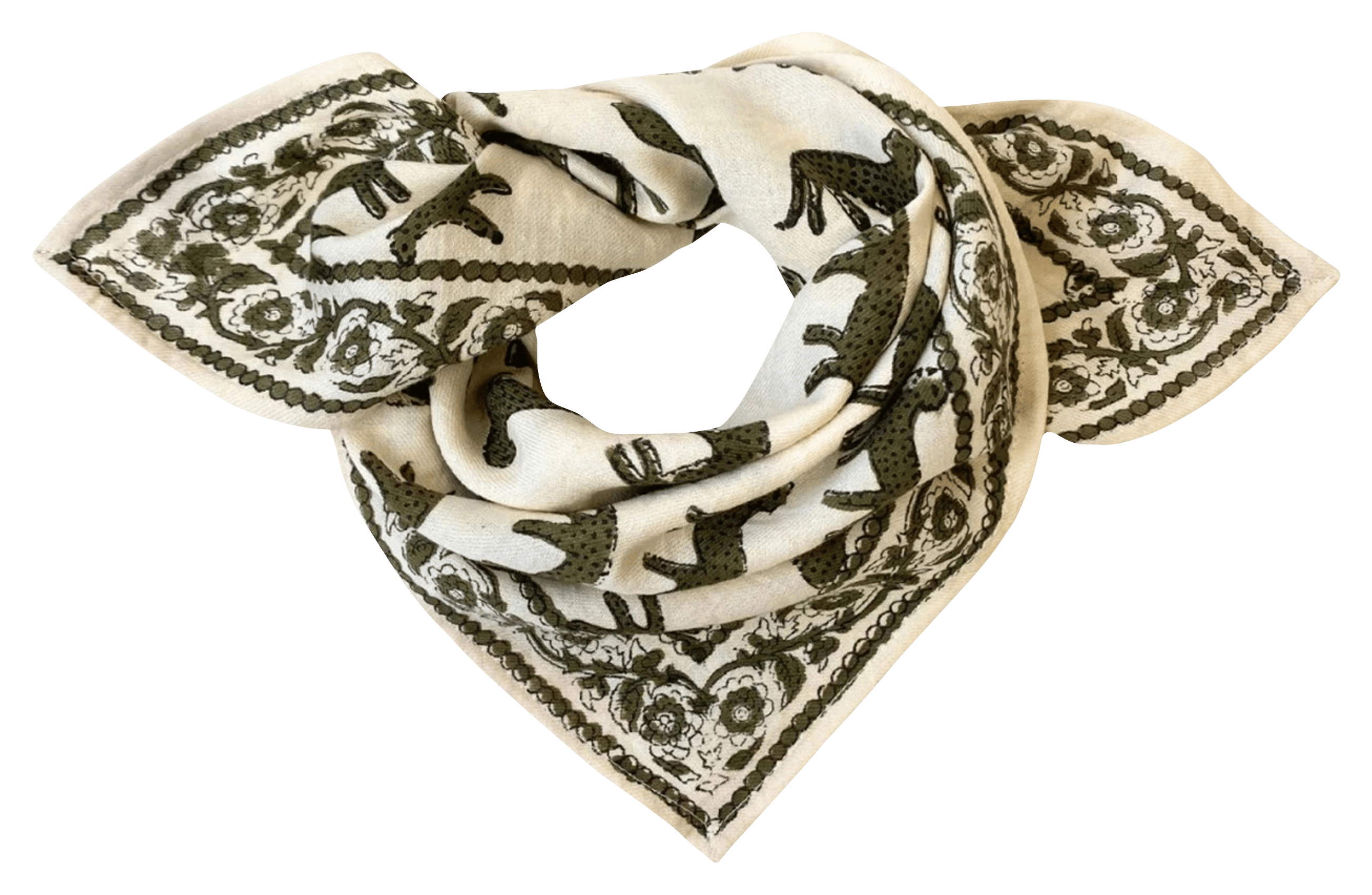 MANIKA - Foulard imprimé en coton| Vert