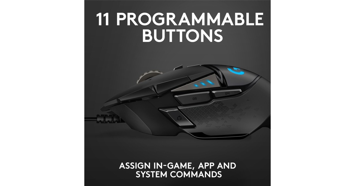 LogitechG502 HERO High Performance Gaming Mouse  (Zwart, 100 - 25.600 dpi, RGB leds)