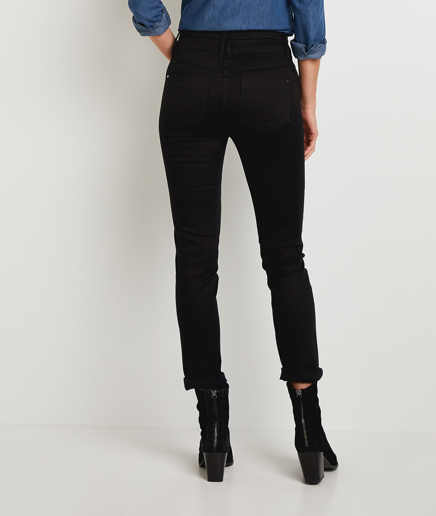 Jean raccourci taille haute HANOI femme - BLACK