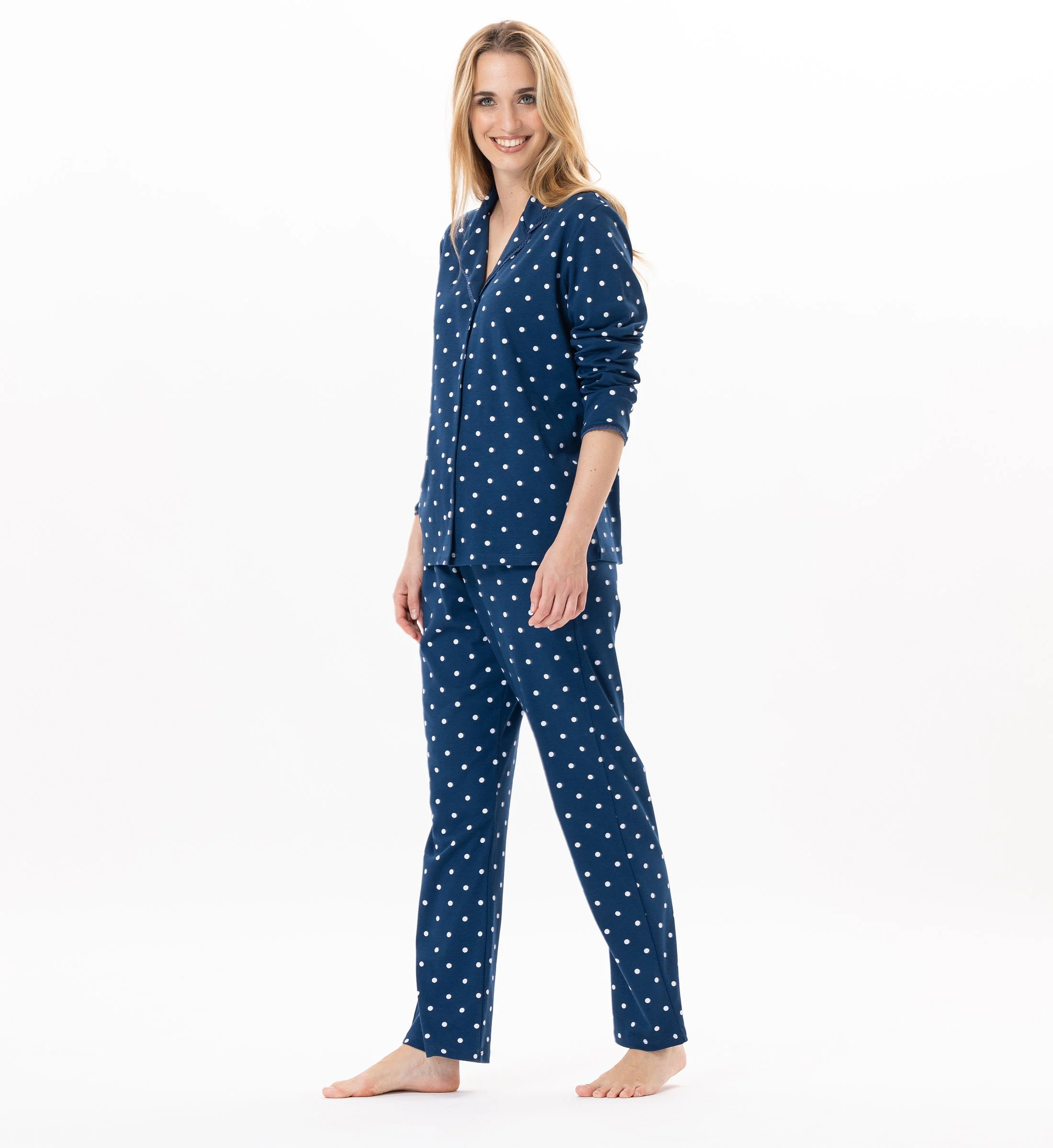 CHAMADE 806 - Pyjama boutonné en coton | Bleu