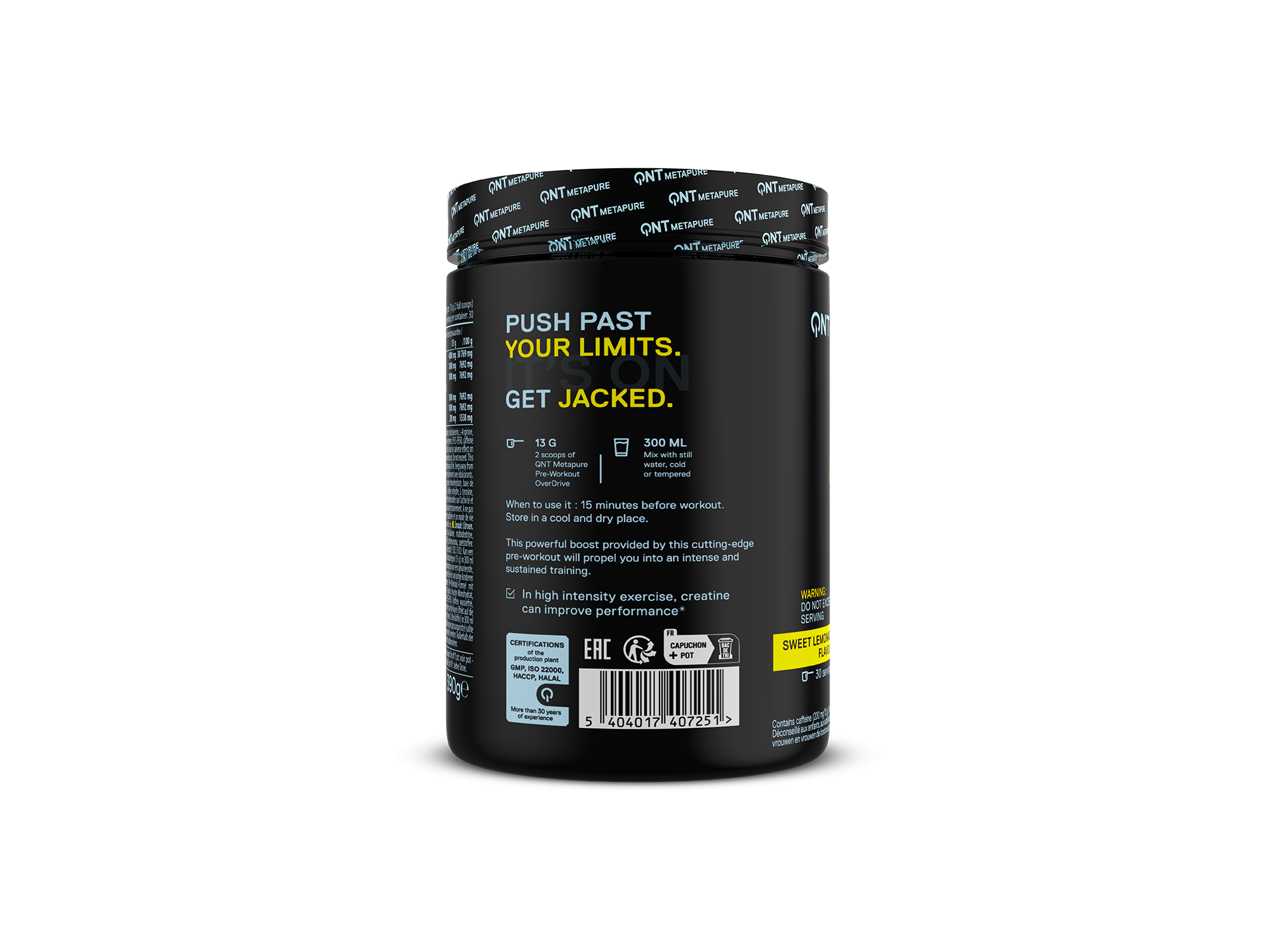 PRE-WORKOUT OVERDRIVE QNT LIMONADA DOCE 390GR