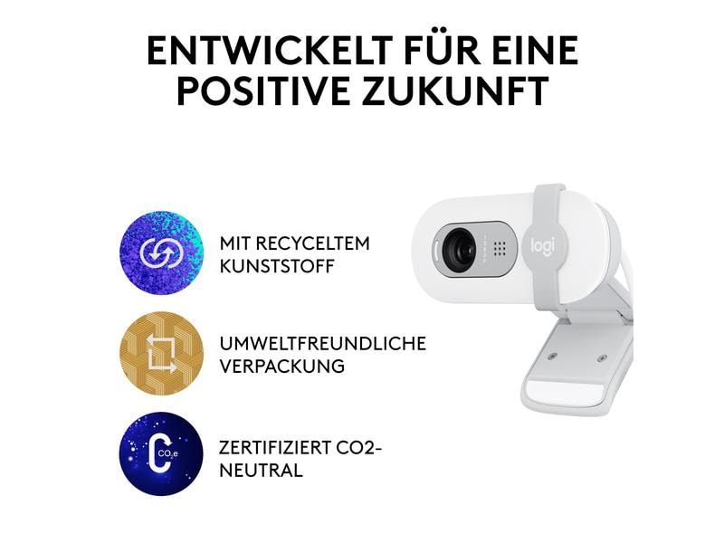 Logitech Brio 100 Weiss Full HD-Webcam mit integrierter Abdeckblende