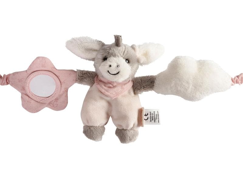 Sterntaler Kinderwagenkette Emmi Girl Niedliche Kinderwagenkette mit Mini-Kuscheltier Esel, Wolke und Spiegel