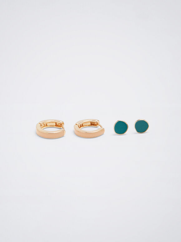 Conjunto de brincos de esmalte - Multicolorido