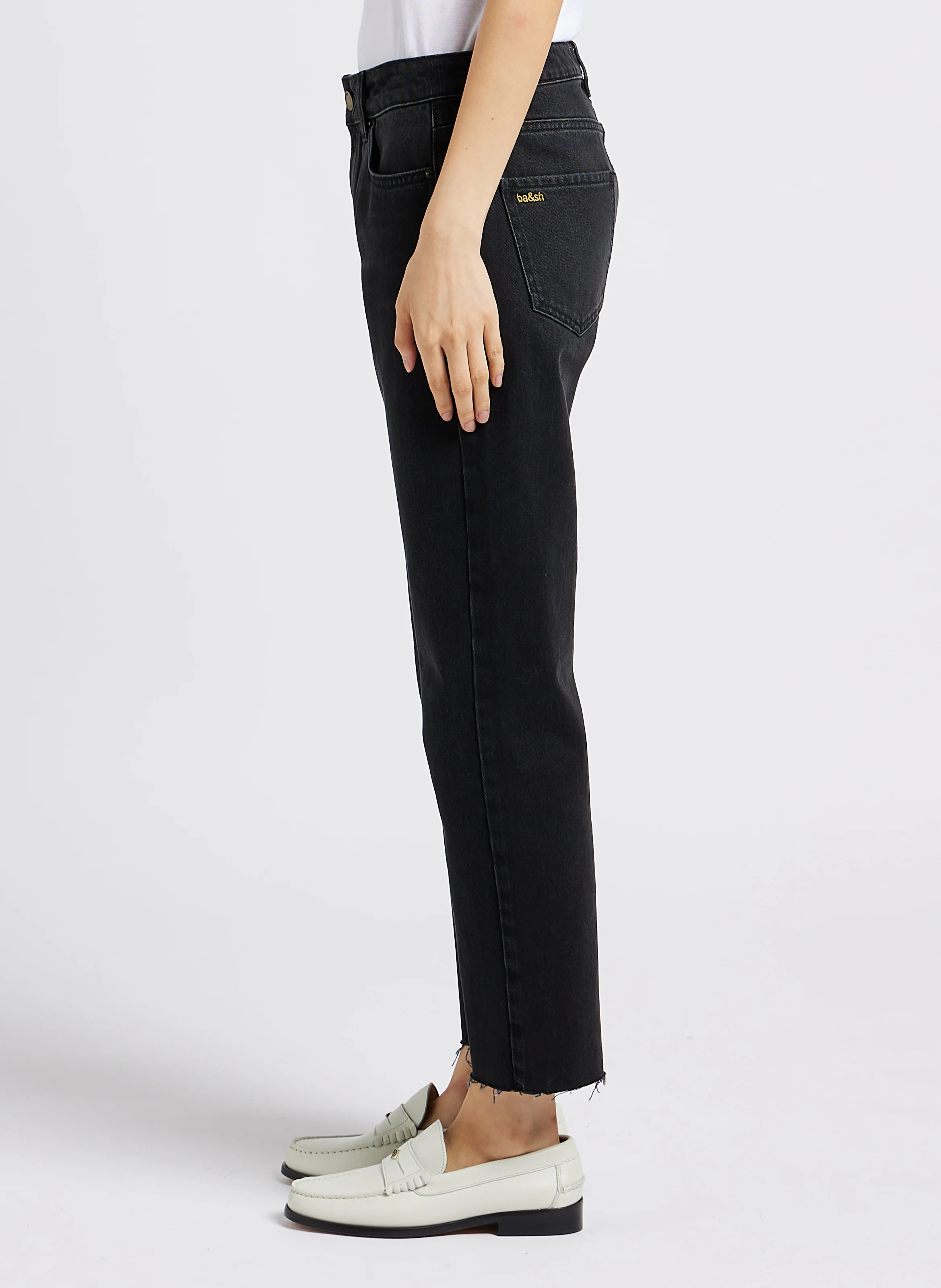 EVAN - Jean slim taille haute en coton | Noir