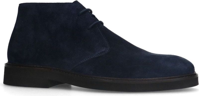Manfield - Heren - Navy Veterboots - Suède - Platte Hak 2 cm
