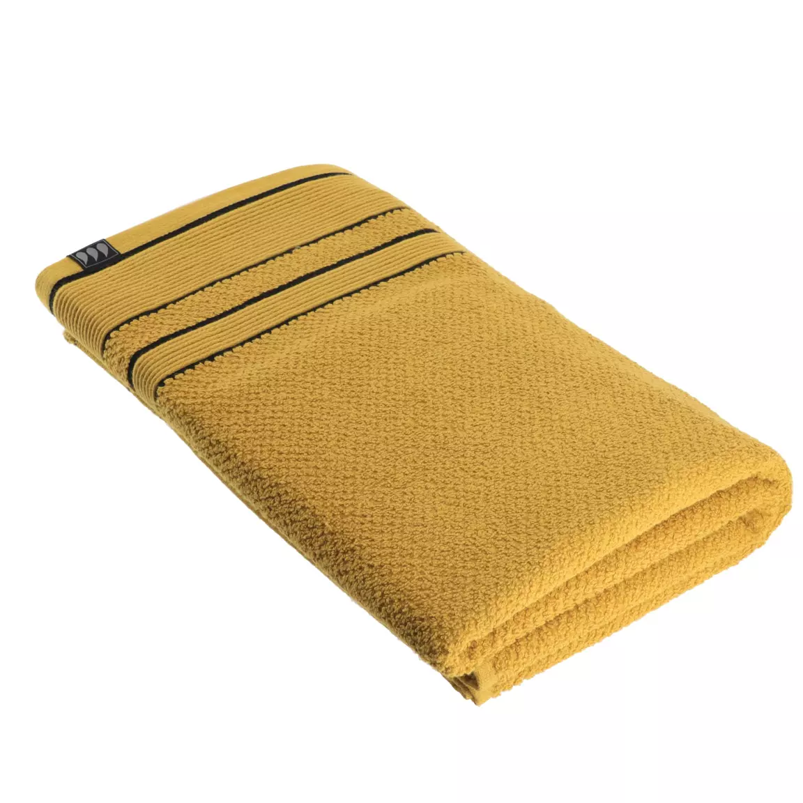 Serviette de bain coton (90 x 150 cm) Black Line Jaune ocre / noir