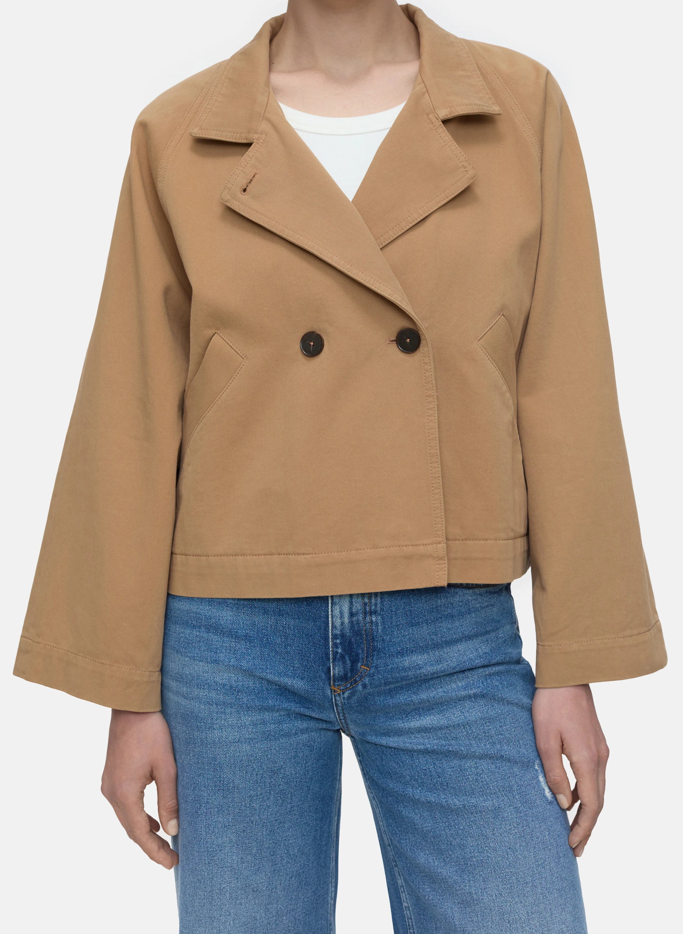 Trench court droit en coton | Marron