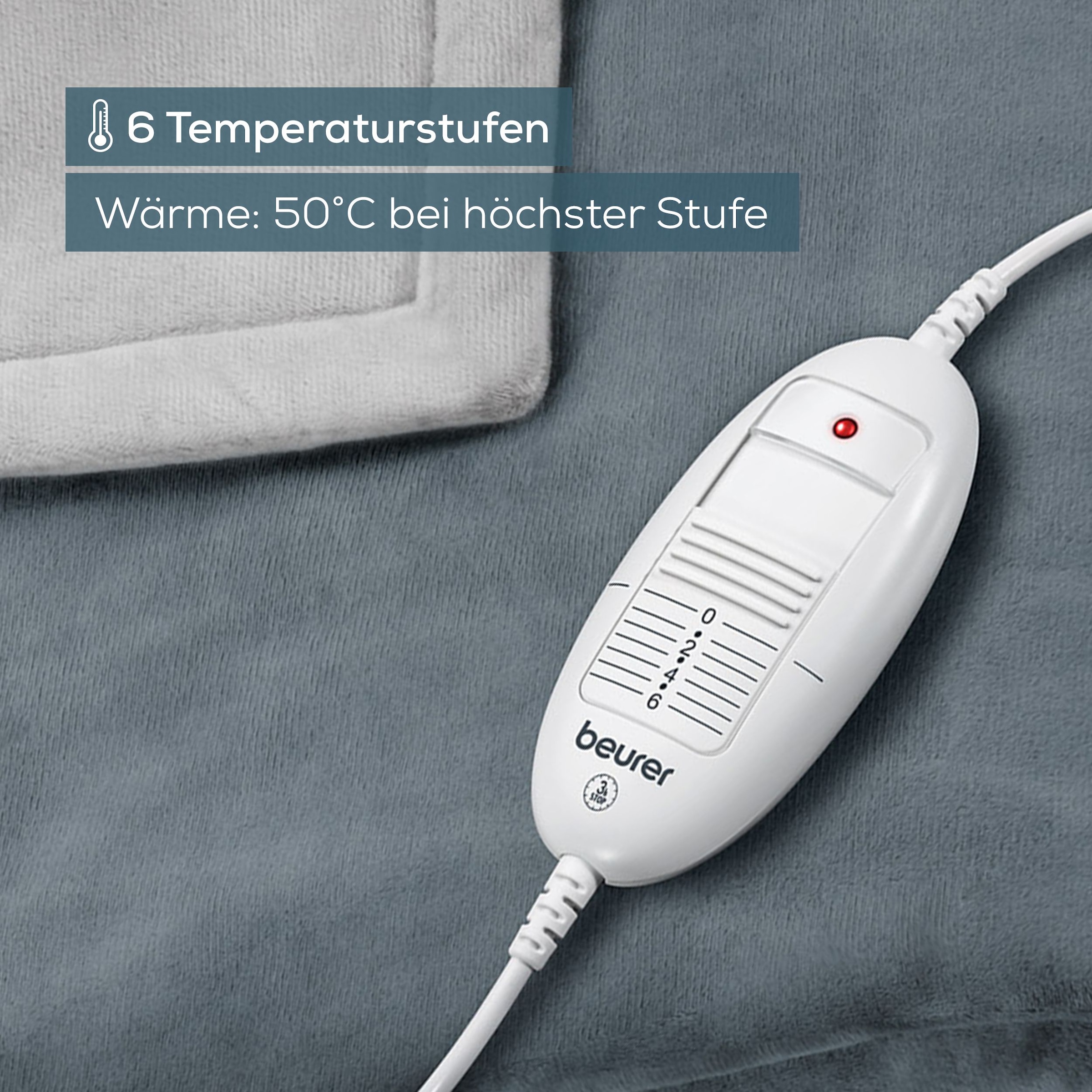 BEURER Heizdecke »HD 75 Cosy Dark-Grey, elektrische Wärmedecke zum Einkuscheln« Mit 6 Temperaturstufen, Abschaltautomatik, maschinenwaschbar