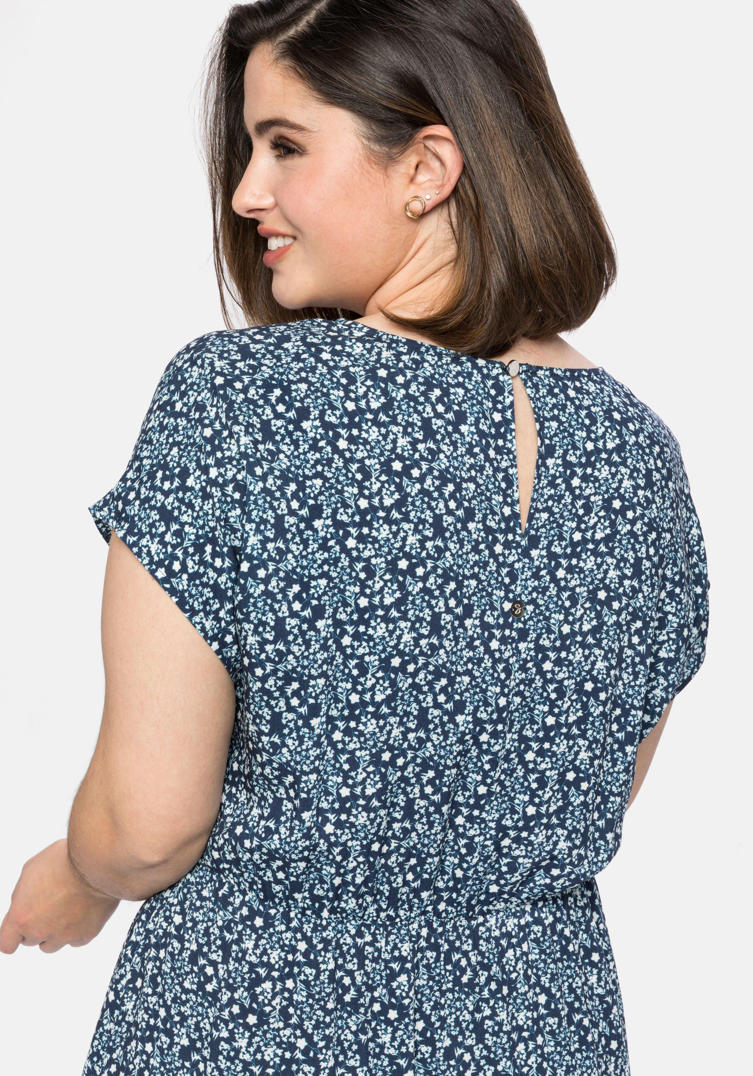 Kleid mit V-Ausschnitt und Blumendruck