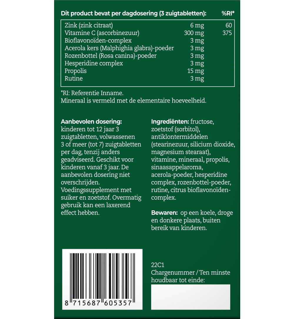 AOV 535 Zink extra (30 zuigtabletten)