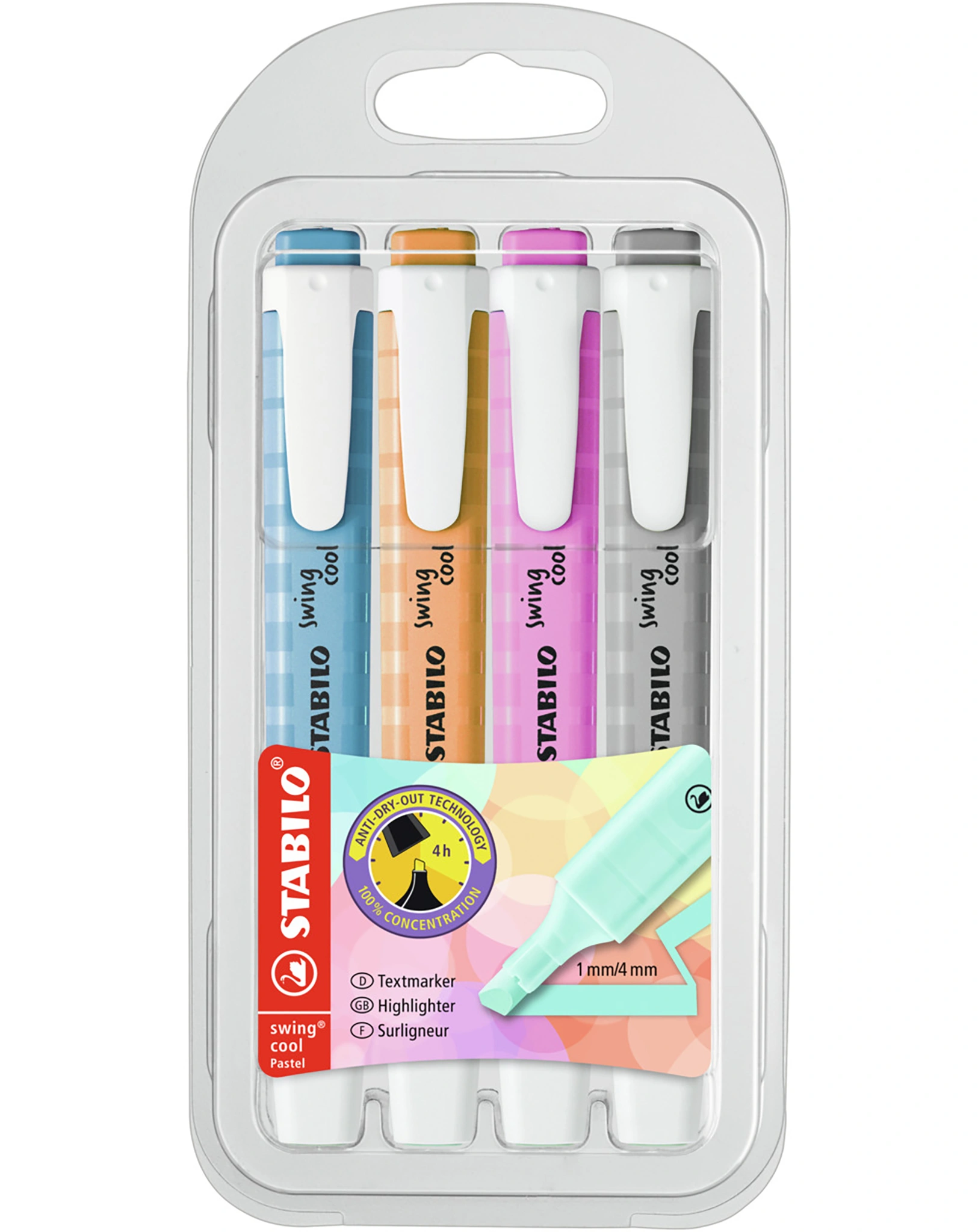 Textmarker STABILO® swing cool Pastel 4er-Pack