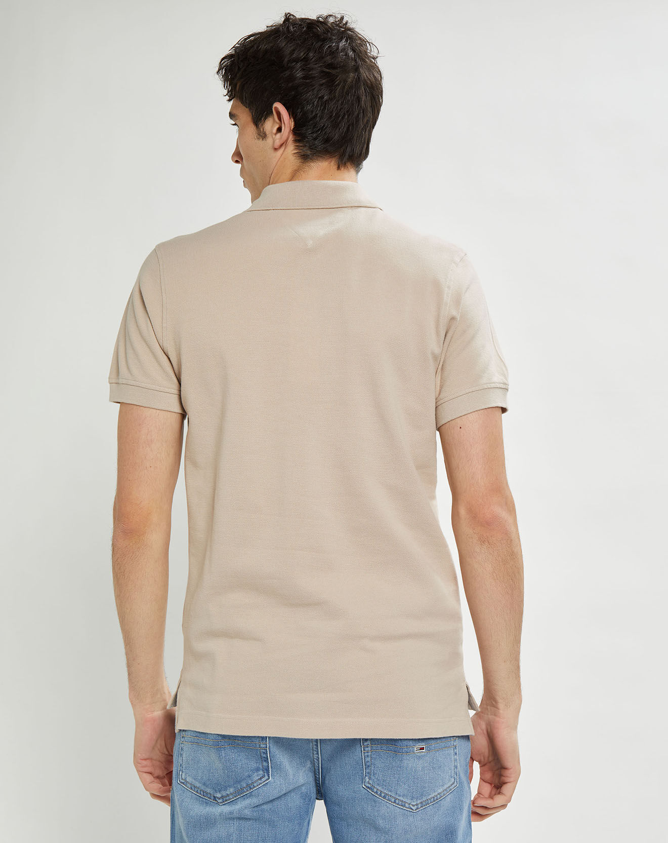 Tommy Jeans Polo 100% Coton Bio regular fit badge beige