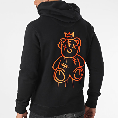 Sweat Capuche Nounours King Noir Orange