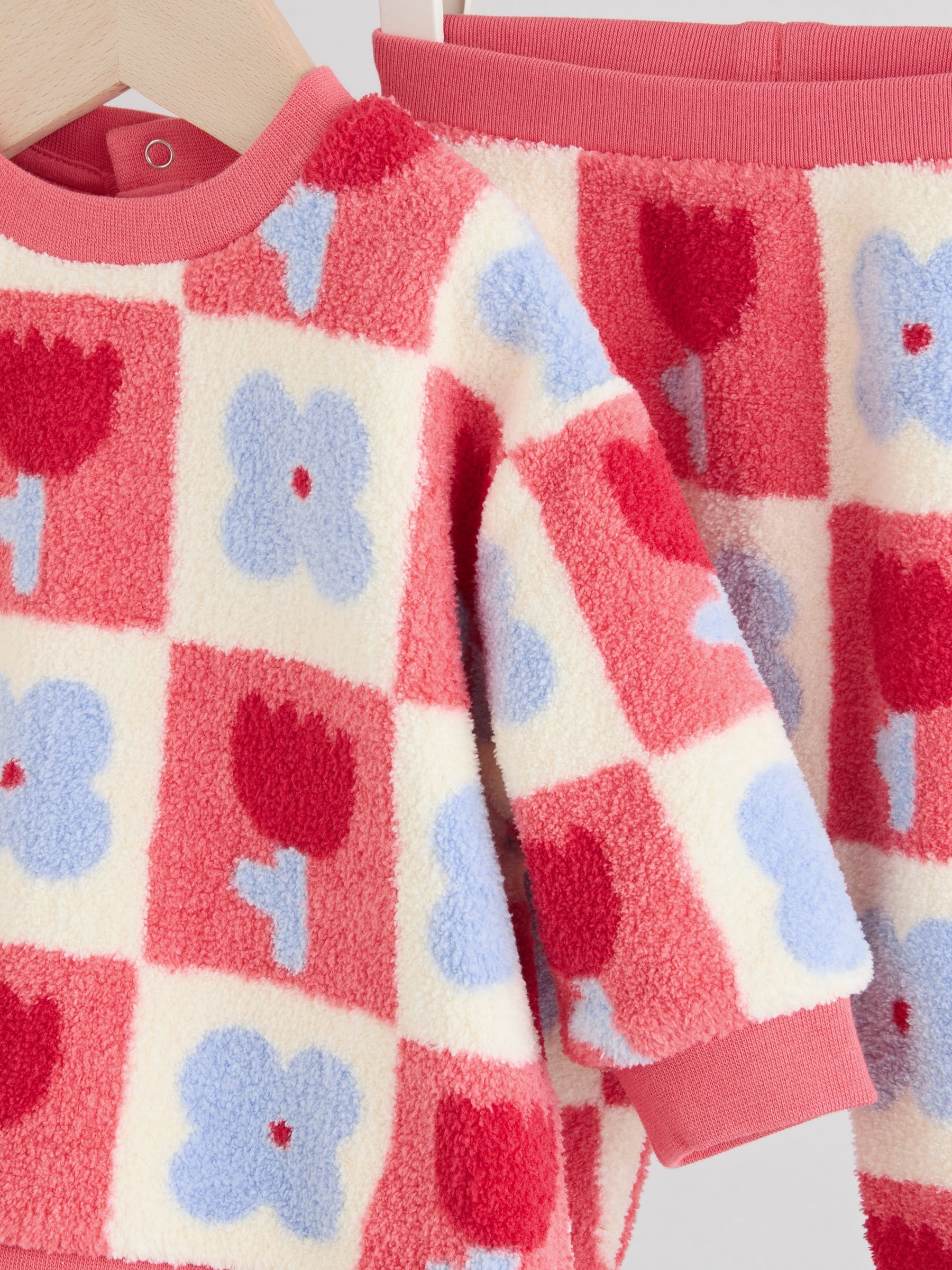 Rood/paars geruit - 2 -delige Set van Fleece Tops en Leggings voor Baby''s (0mnd-2jr)