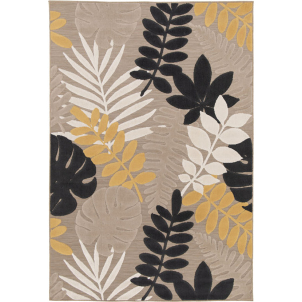 Tapis intérieur et extérieur en relief - palmera - beige et noir - 200 x 290 cm