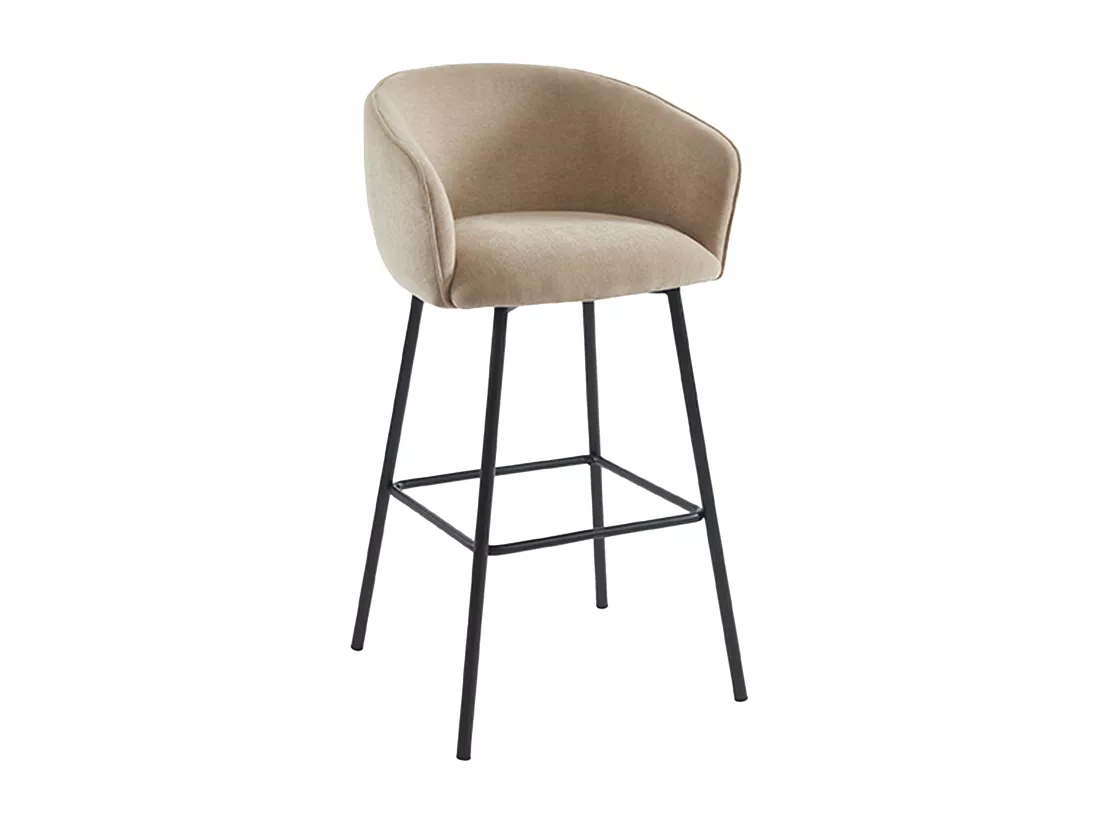 Lot de 2 tabourets en tissu et métal noir - Beige - LAZONI de Pascal Morabito